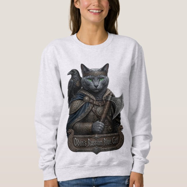 Sudadera Azul Ruso Gato Noble Odin (Anverso)