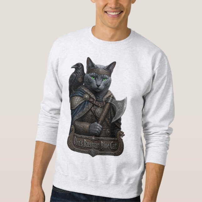 Sudadera Azul Ruso Gato Noble Odin (Anverso)