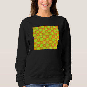 Sudadera Azulejo Cuadrado Verde Naranja Brillante Con Coraz