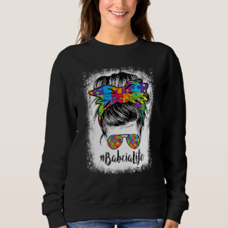 Sudadera Babcia Life Messy Bun Hair Bandana Glass Autismo