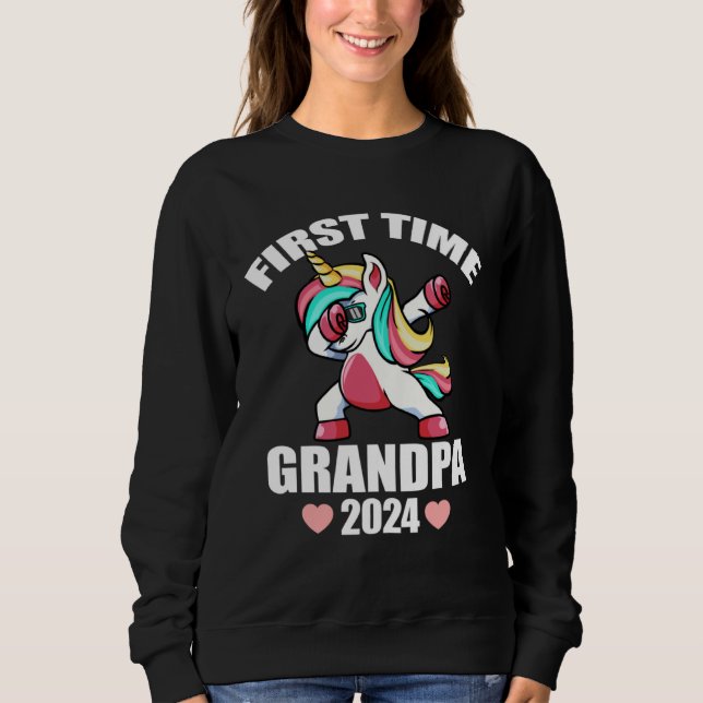 Sudadera Baby Announcemen  Dabbing Unicorn 1st Time Grandpa (Anverso)