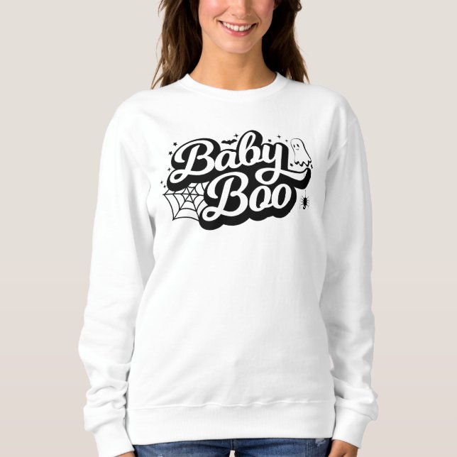 Sudadera Baby Boo Halloween Mujeres Básicas (Anverso)