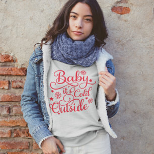 Sudadera Baby hace frío afuera Gris Mujeres Rojo