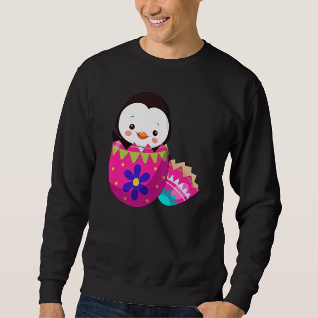 Sudadera Baby Penguins Hatching From Easter Egg Easter Day (Anverso)