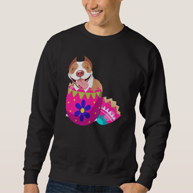 Sudadera Baby Pitbull Hatching From Easter Egg Easter Day (Anverso)