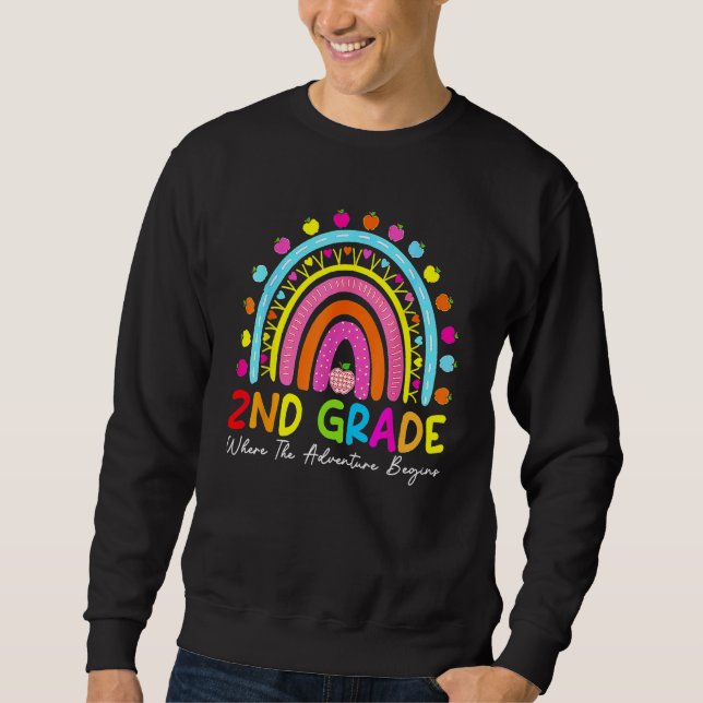 Sudadera Back To School 2nd Second Grade Cute Rainbow Teach (Anverso)