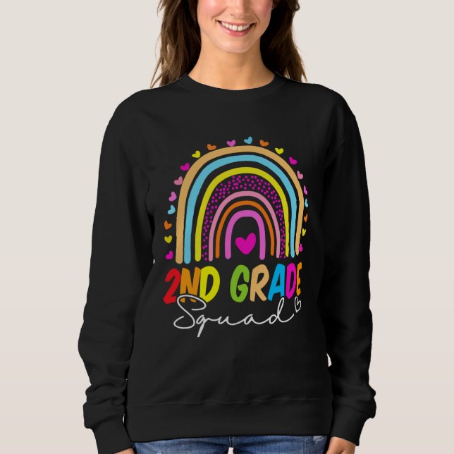 Sudadera Back To School  2nd Second Grade Squad Rainbow Tea (Anverso)