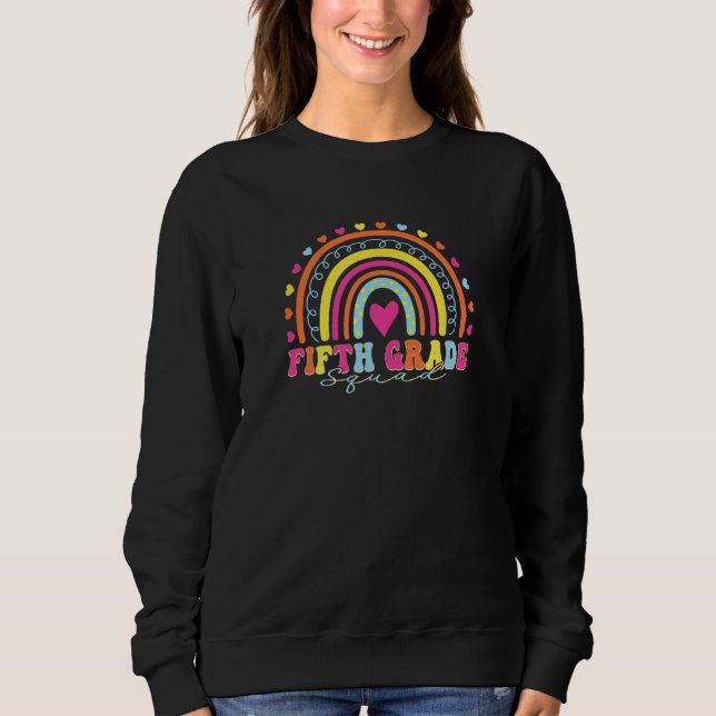 Sudadera Back To School 5th Grade Squad Rainbow First Day o (Anverso)