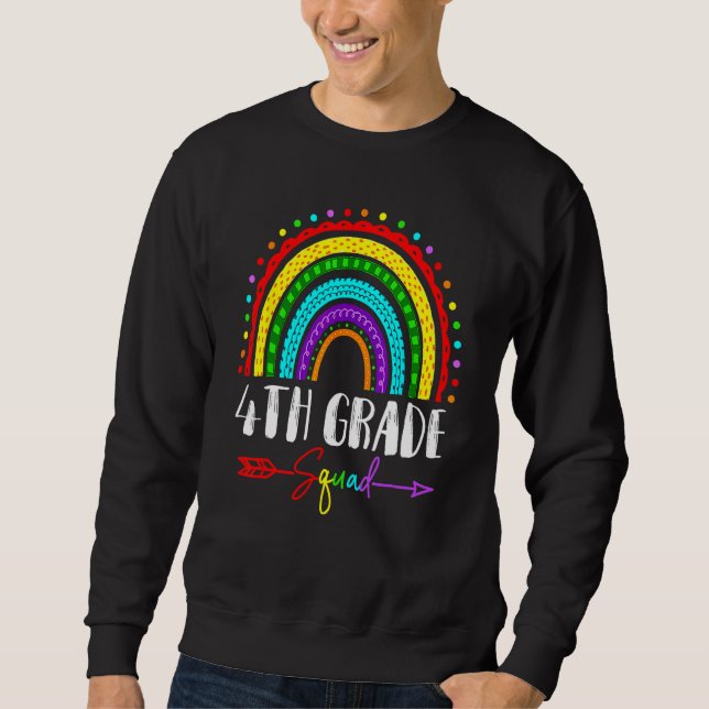 Sudadera Back To School Fourth 4th Grade Squad Cute Rainbow (Anverso)