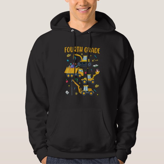 Sudadera Back To School Fourth Grade 4th Grade Truck Constr (Anverso)