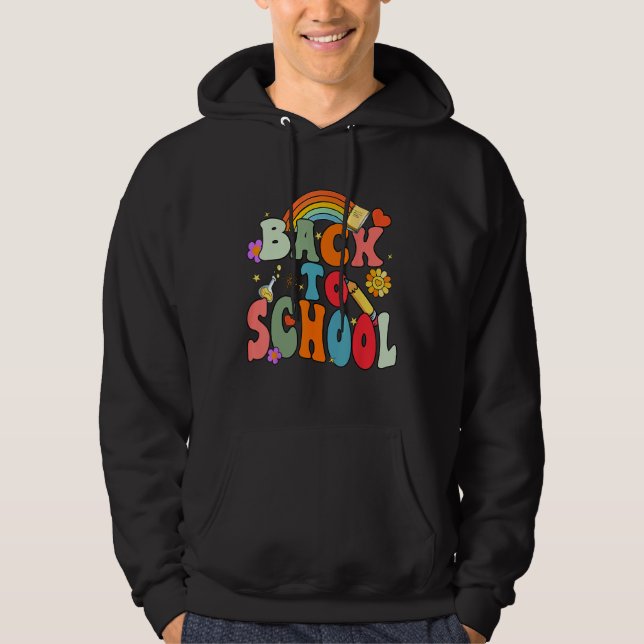 Sudadera Back To School Happy First Day Of School Groovy Te (Anverso)