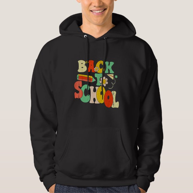 Sudadera Back To School Happy First Day Of School Groovy Te (Anverso)