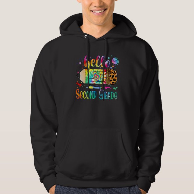 Sudadera Back To School Hello 2nd Grade Leopard Tie Dye Pen (Anverso)