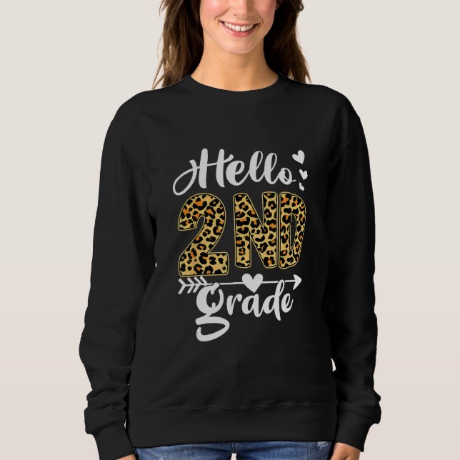 Sudadera Back To School Hello 2nd Grade Second Grade Leopar (Anverso)