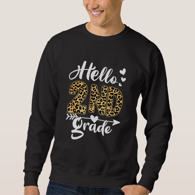 Sudadera Back To School Hello 2nd Grade Second Grade Leopar (Anverso)