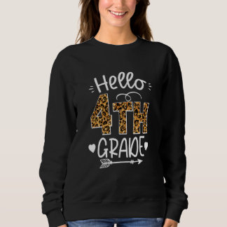 Sudadera Back To School Hello 4th Grade Leopard Cute Team F