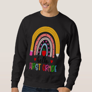 Sudadera Back To School Hello First Grade Teacher Rainbow T