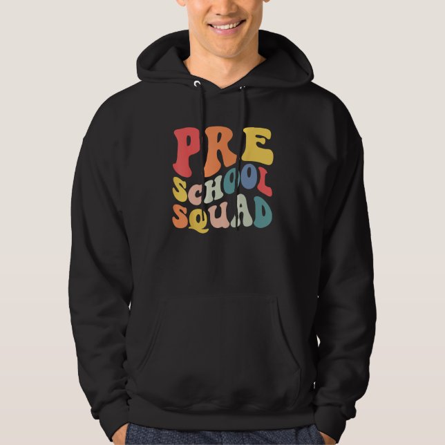 Sudadera Back to School Preschool Squad Groovy Teacher Kids (Anverso)