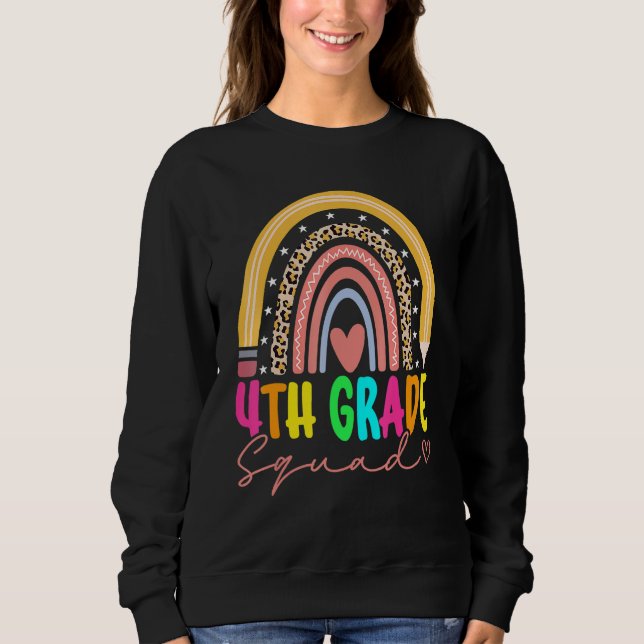 Sudadera Back To School Rainbow 4th Fourth Grade Squad For  (Anverso)