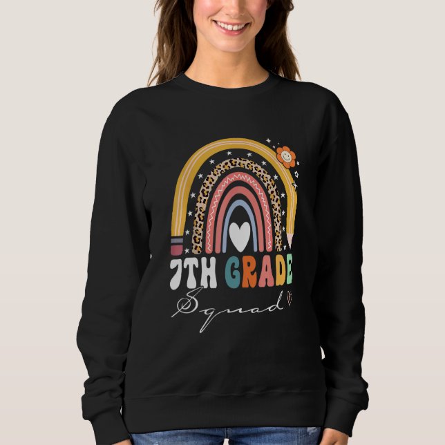 Sudadera Back To School Rainbow 7th Seventh Grade Squad Tea (Anverso)