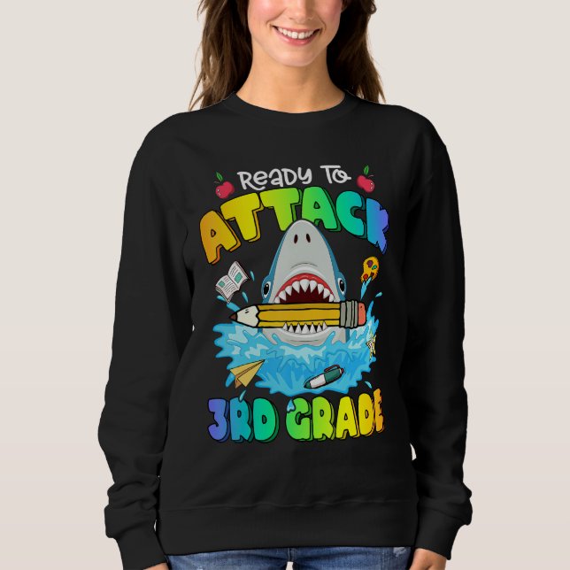 Sudadera Back To School Ready To Attack 3rd Grade Shark Boy (Anverso)
