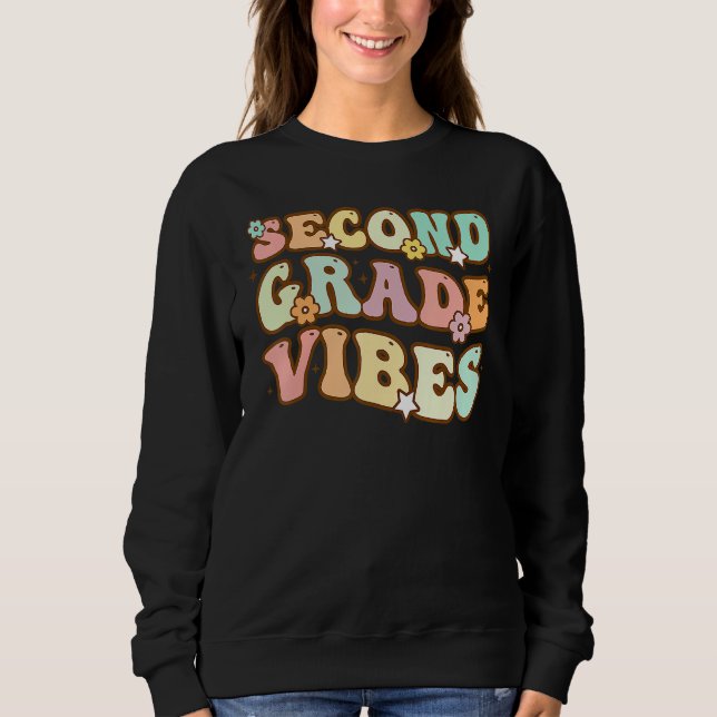 Sudadera Back To School Second Grade Vibes Retro Teacher Wo (Anverso)