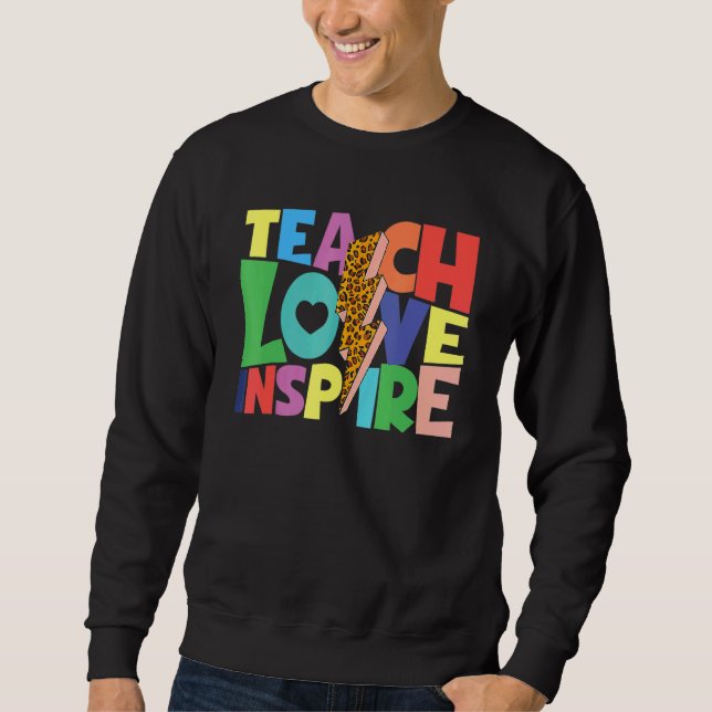 Sudadera Back To School Teach Love Inspire Teachers Leopard (Anverso)