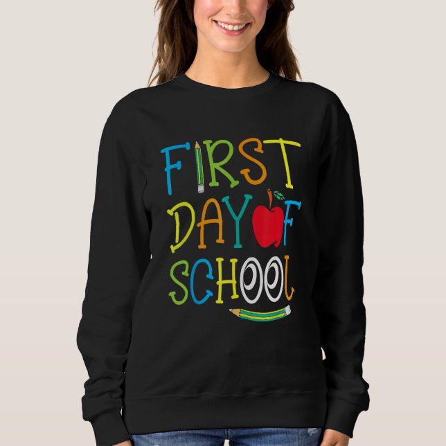 Sudadera Back To School Teacher Student Happy First Day Of  (Anverso)
