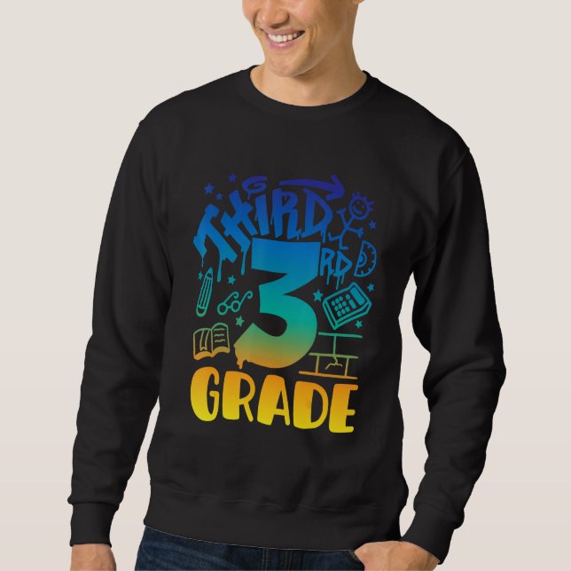 Sudadera Back To School Third 3rd Grade Teacher Boys Graffi (Anverso)