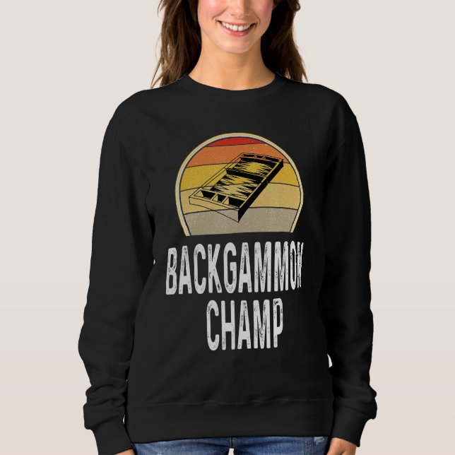Sudadera Backgammon Champ Boardgame Board Game Player Retro (Anverso)