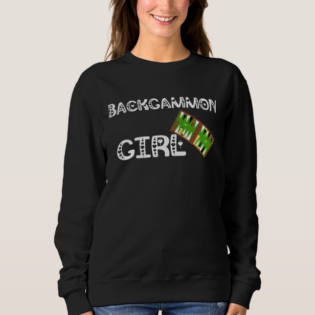 Sudadera Backgammon Girl Board Game Playing Wooden Board Ga (Anverso)