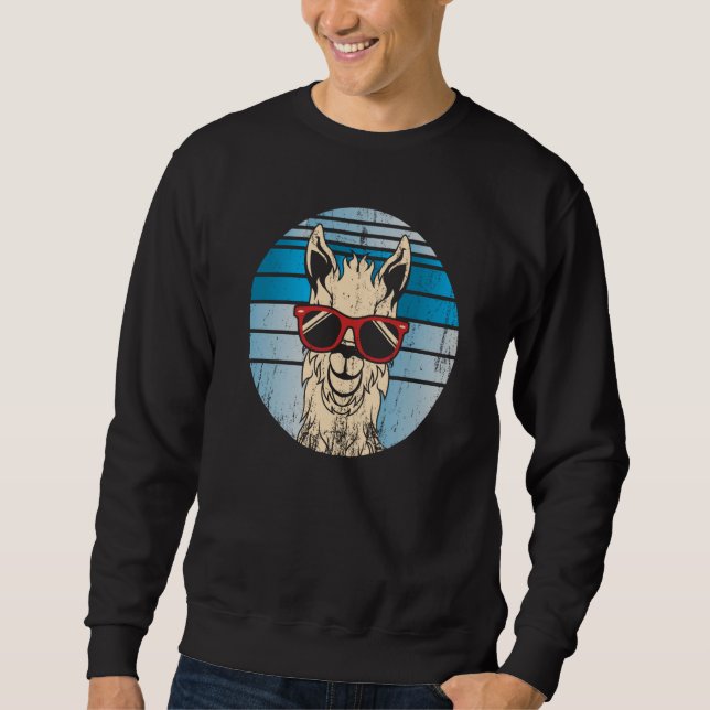 Sudadera Backprint alpaca or llama in retro look with sungl (Anverso)