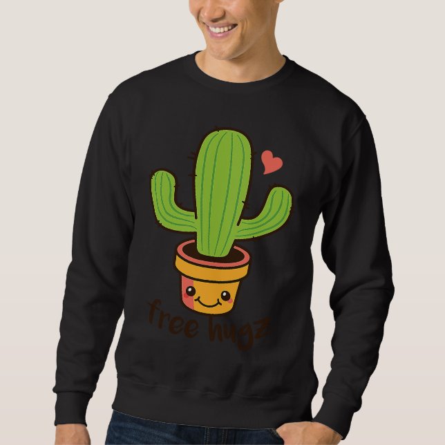 Sudadera Backprint Free Hugs Cactus and Potted Plants (Anverso)