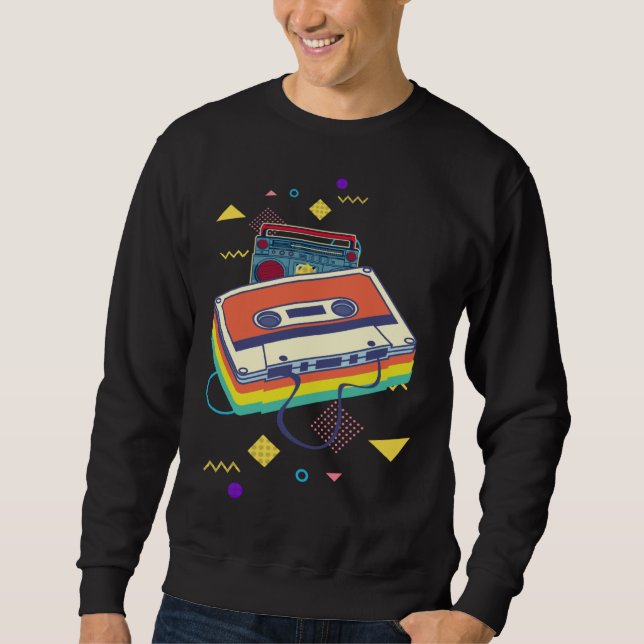 Sudadera Backprint retro cassette and stereo system 80s and (Anverso)