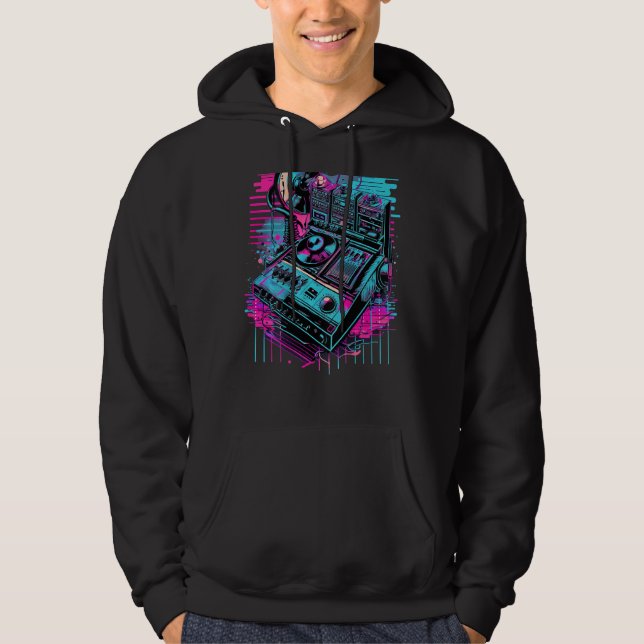 Sudadera Backprint Retrowave DJ Techno Futuresynth Synthwav (Anverso)
