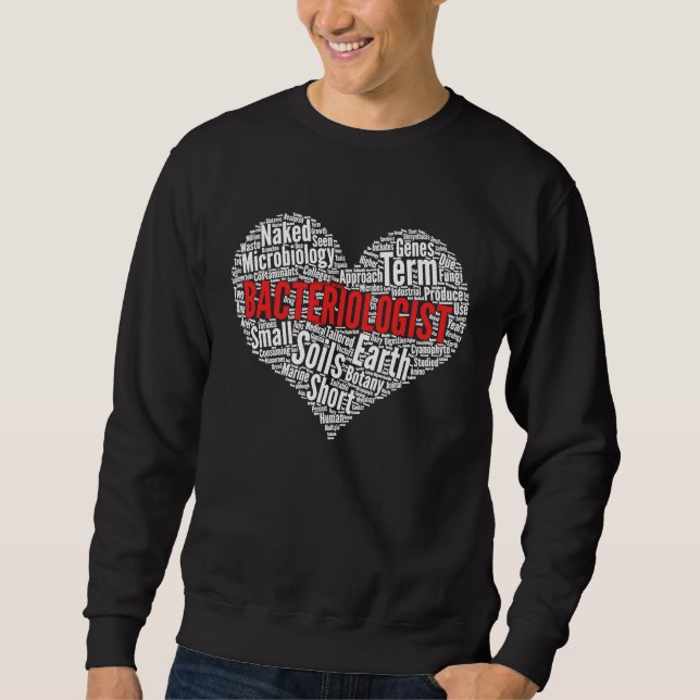 Sudadera Bacterióloga Forma de corazón Nube de palabras (Anverso)