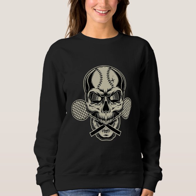 Sudadera Badminton Player Retro Skull Skeleton Shuttlecock  (Anverso)
