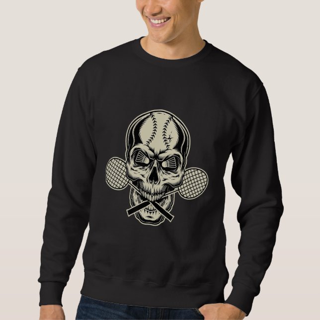 Sudadera Badminton Player Retro Skull Skeleton Shuttlecock  (Anverso)