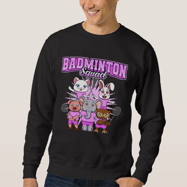 Sudadera Badminton Squad Cute Animals Shuttlecock (Anverso)