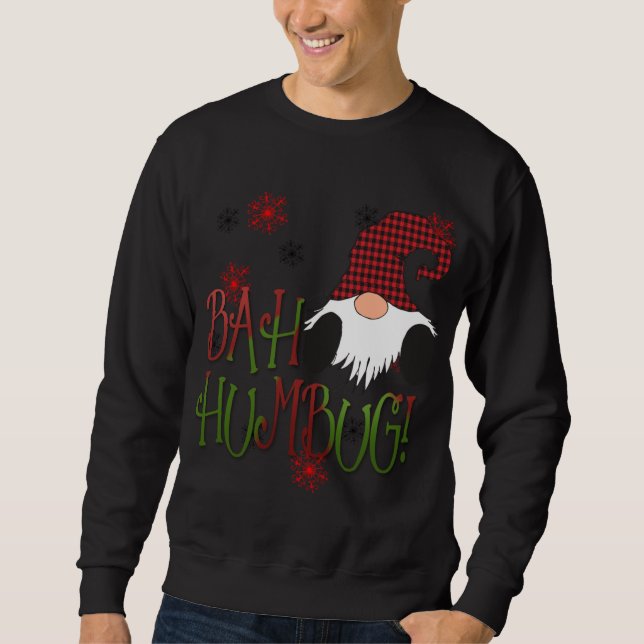 Sudadera Bah Humbug Gnome Red Plaid Grumpy Holiday Christma (Anverso)