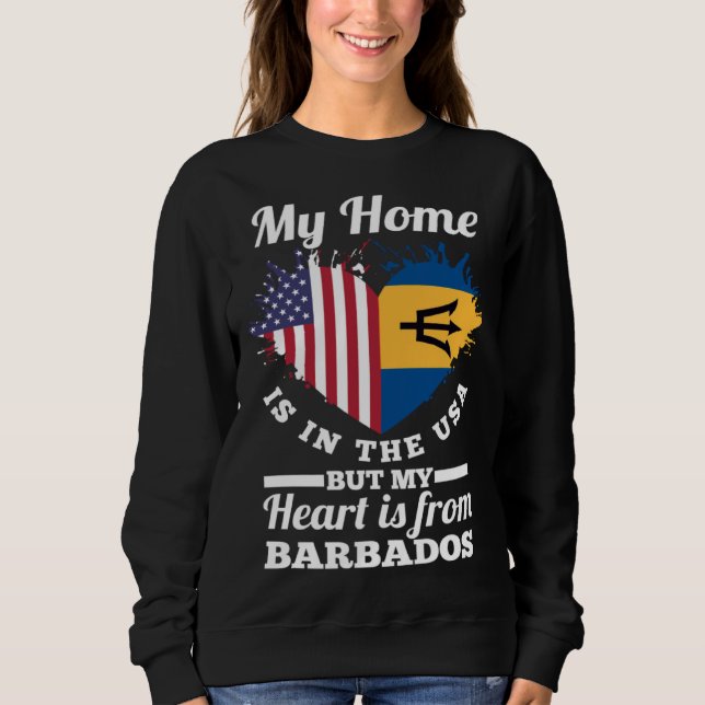 Sudadera Bajans My Home Is In The USA But My Heart Is From  (Anverso)