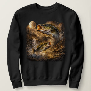 Sudadera Bajo Pez Aullando a La Luna Vintage Fishe Angler