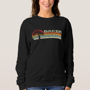Sudadera Baker Surname 80's 90s Vintage Sunset with Palm Tr