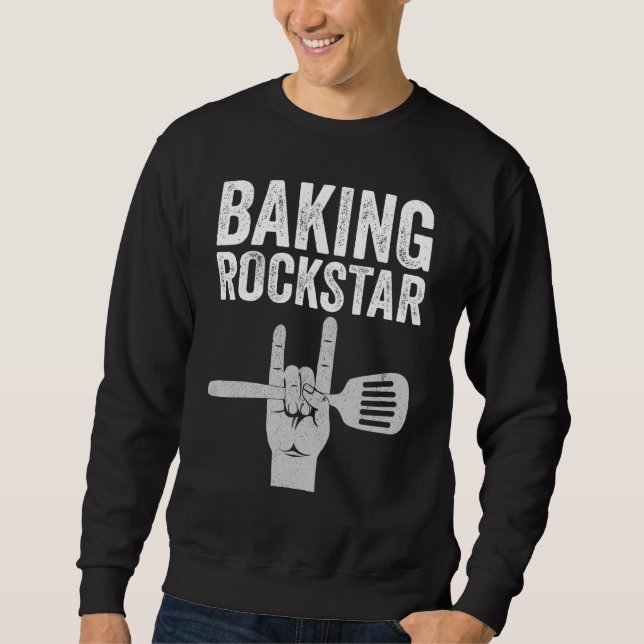 Sudadera Baking rockstar, funny baker, pastry chef, baking  (Anverso)