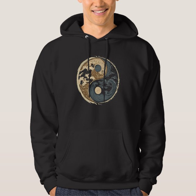 Sudadera Balance and Harmony Yin Yang Symbol with Waves (Anverso)