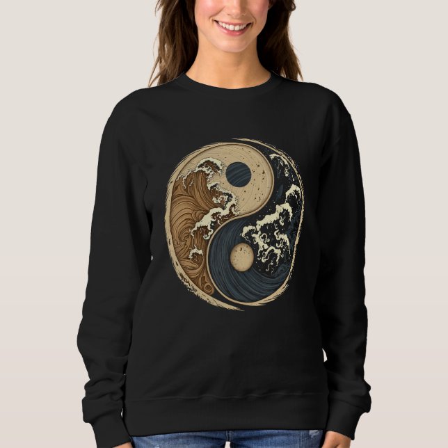 Sudadera Balance and Harmony Yin Yang Symbol with Waves 2 (Anverso)