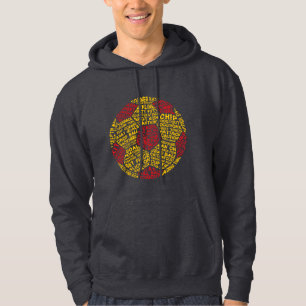 Sudadera Balas De Fútbol Palabra Arte Rojo Y Amarillo