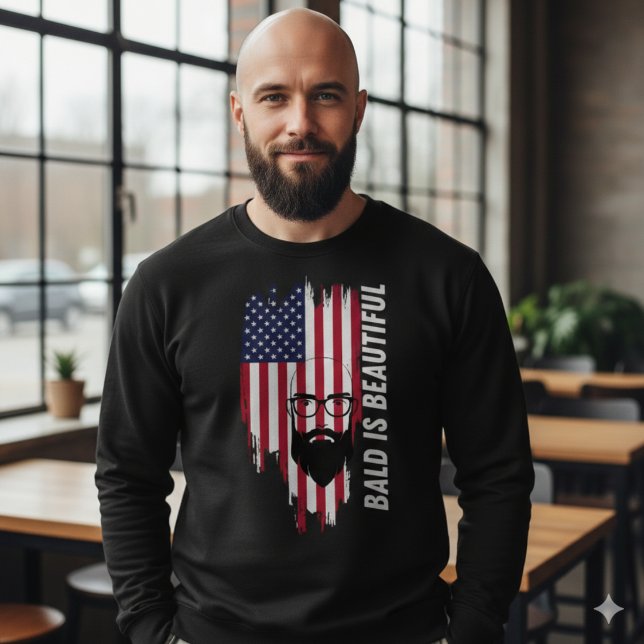 Sudadera ​Bald Is Beautiful American Flag T-Shirt (Subido por el creador)