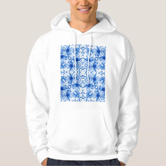 Sudadera Baldosa azul blanca, acuarela sin costura.