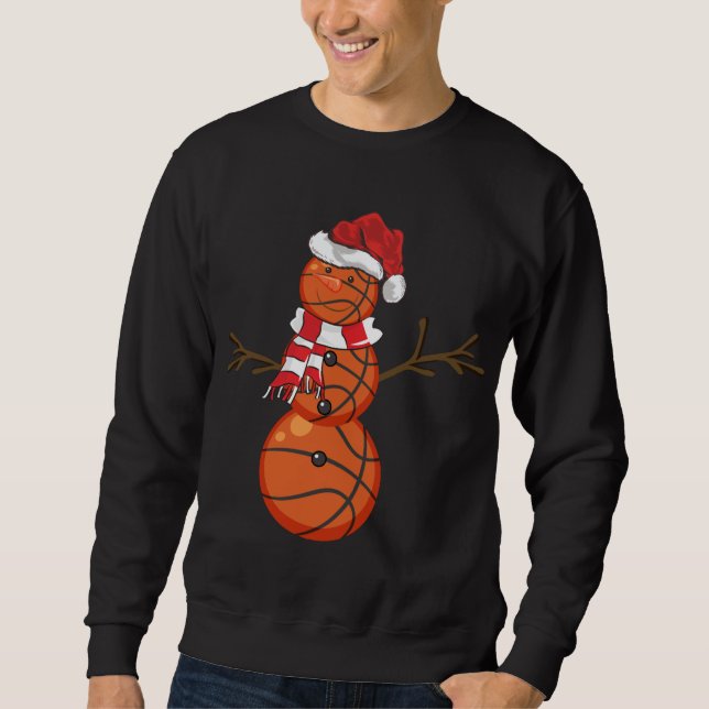 Sudadera Ball de baloncesto Navidad regalo de Snowman Baske (Anverso)